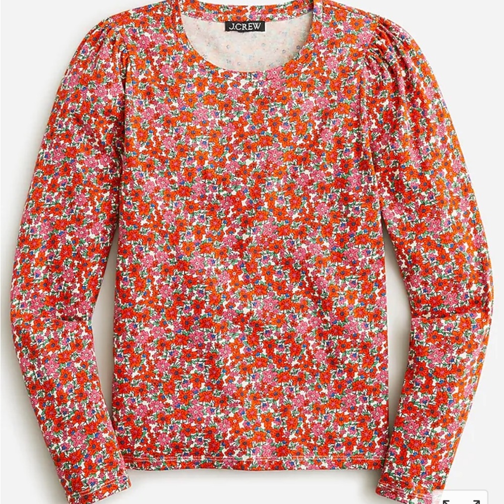 J-Crew High-neck puff-sleeve top in floral print X-S
